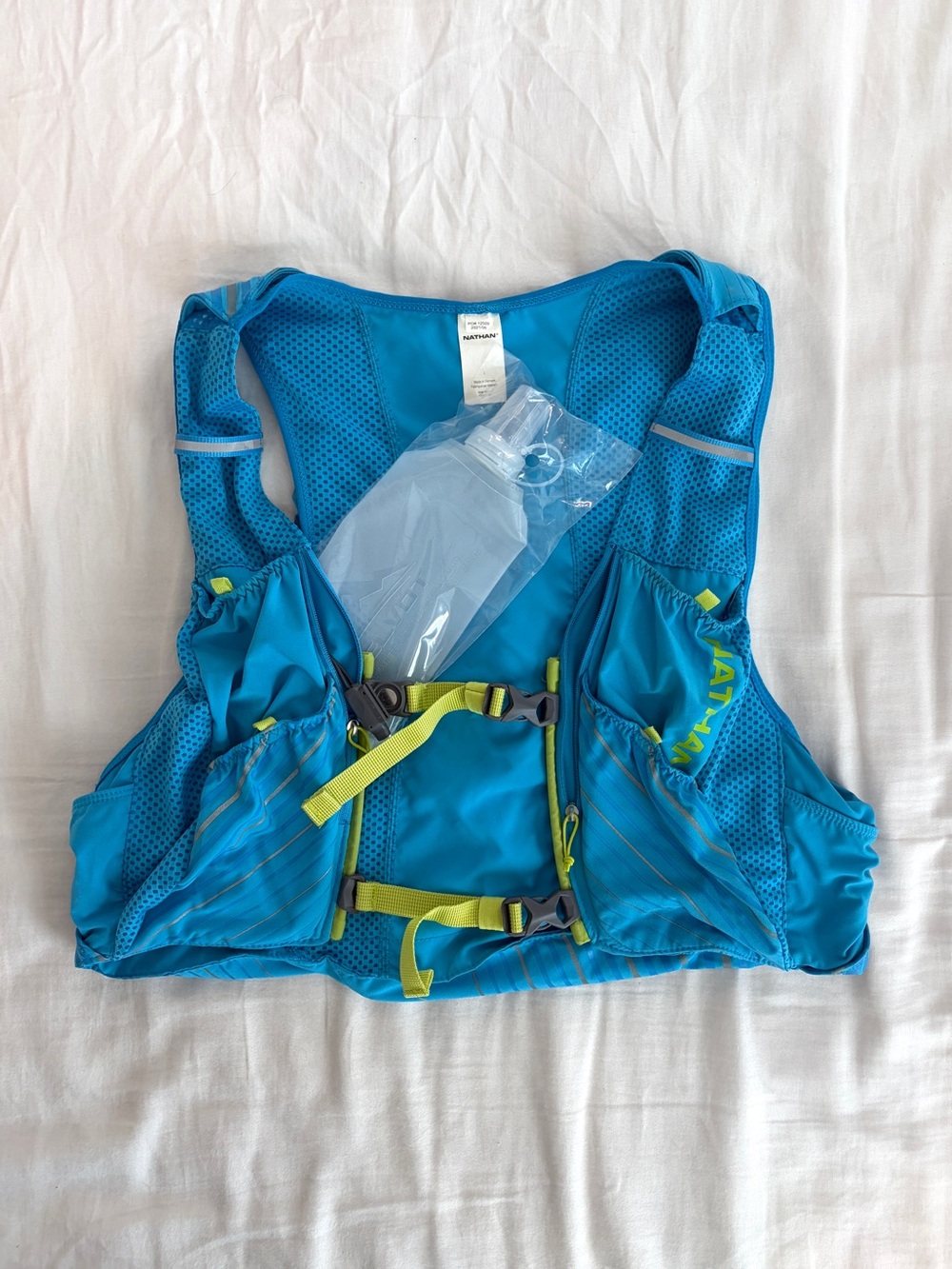 Nathan Women’s Hydration Vest in Bright Blue with Lime Accents